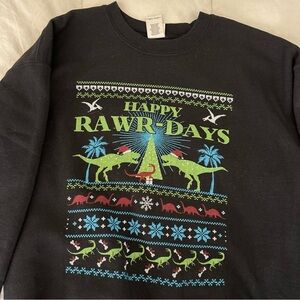 Happy Rawr-Days Black Dinosaur Sweatshirt size L NWOT